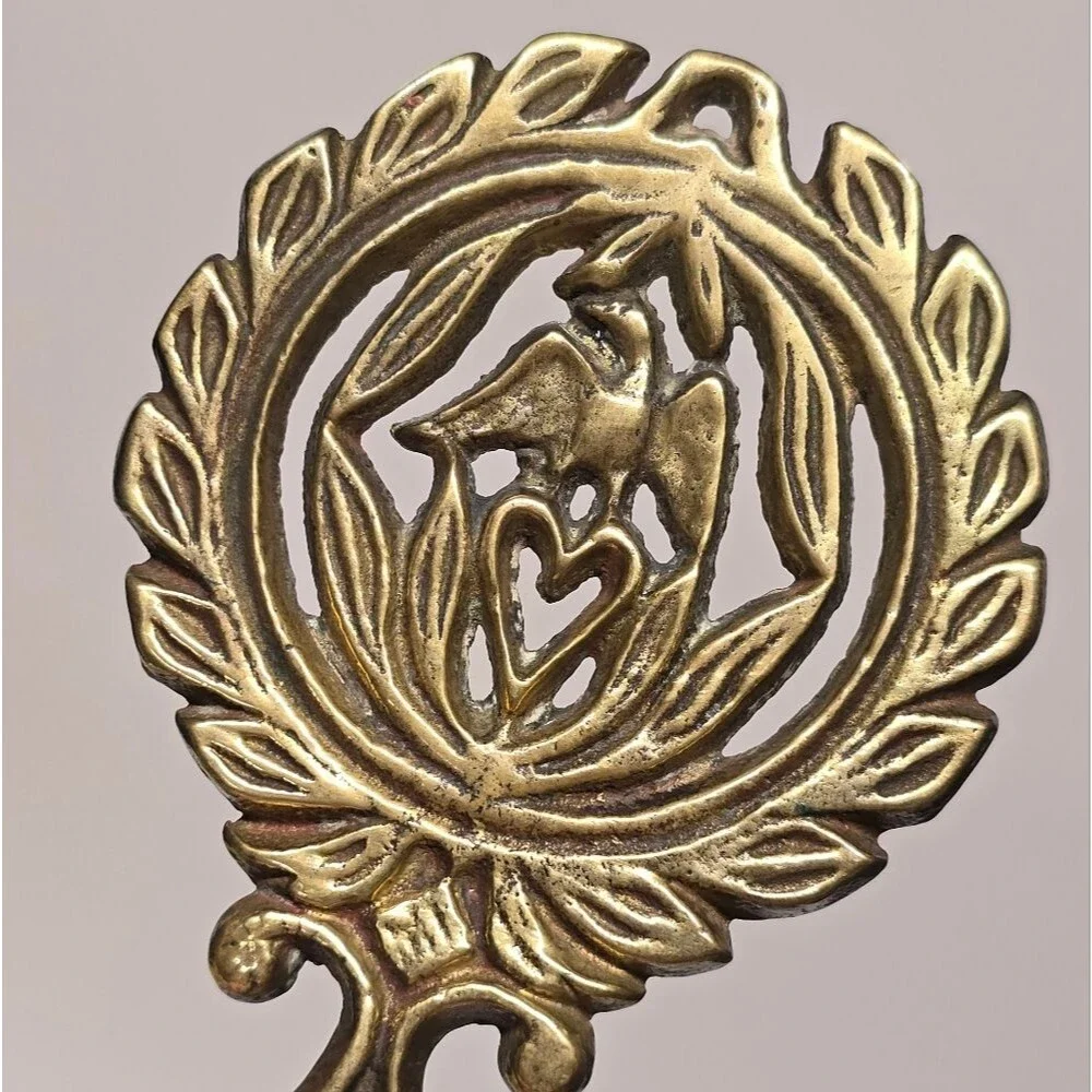 Vintage Brass Eagle Laurel Wreath Patriotic Trivet by Virginia Metalcrafters